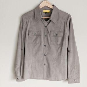 St John Long Sleeve Button Down Brown 10